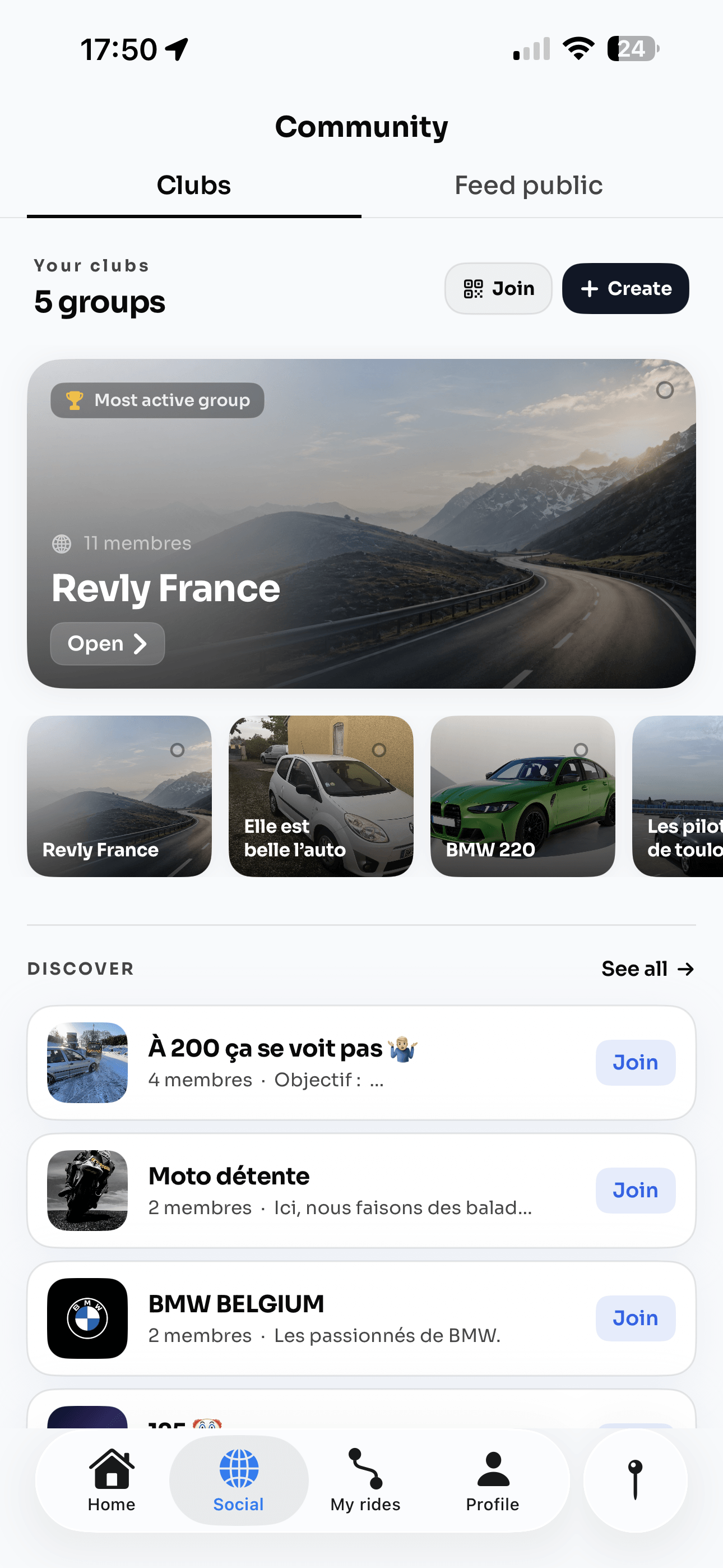 Clubs et communauté dans Revly