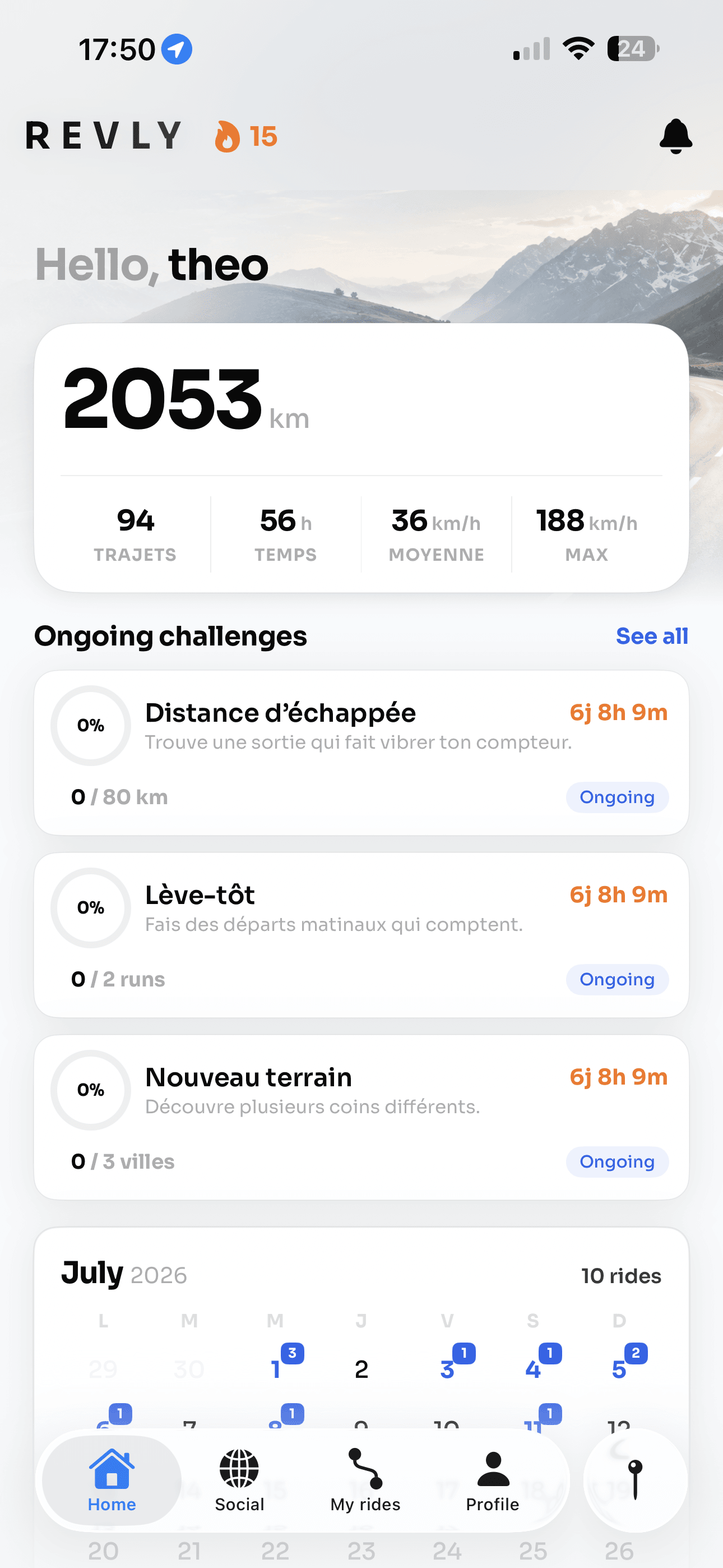 Revly app home screen