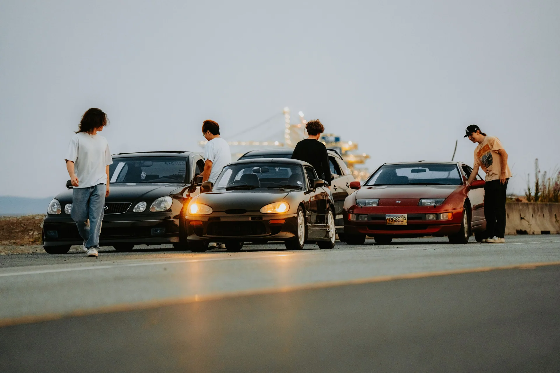 Enthusiasts meeting with their cars